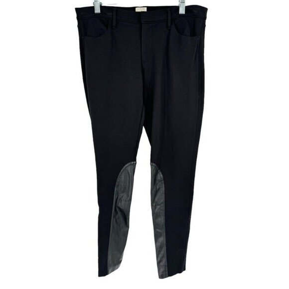 J Crew Gigi Pants faux Leather Trim Black Womens Size 12 Stretch equestrian - Picture 2 of 16